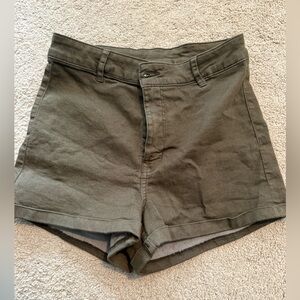 H&M Green High Waist Shorts with Tailored Fit